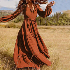 High-Quality Plus Size Long Sleeve Boho Dress