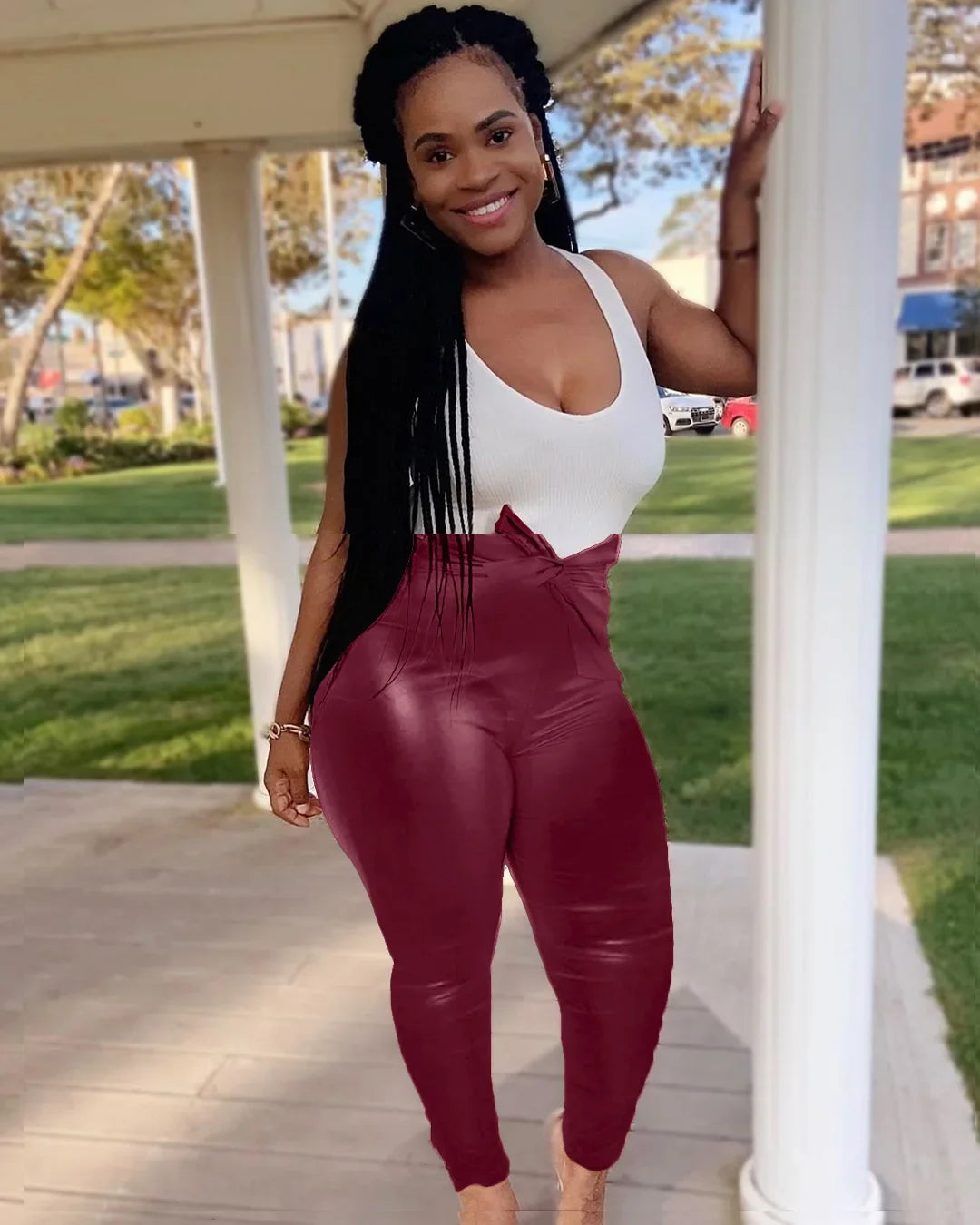 Leather High Waist Belt Long Bottom
