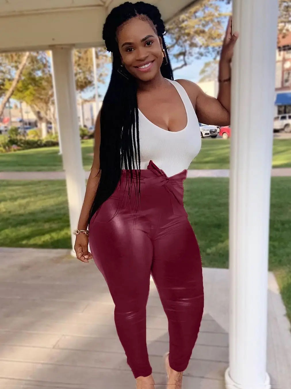Leather High Waist Belt Long Bottom