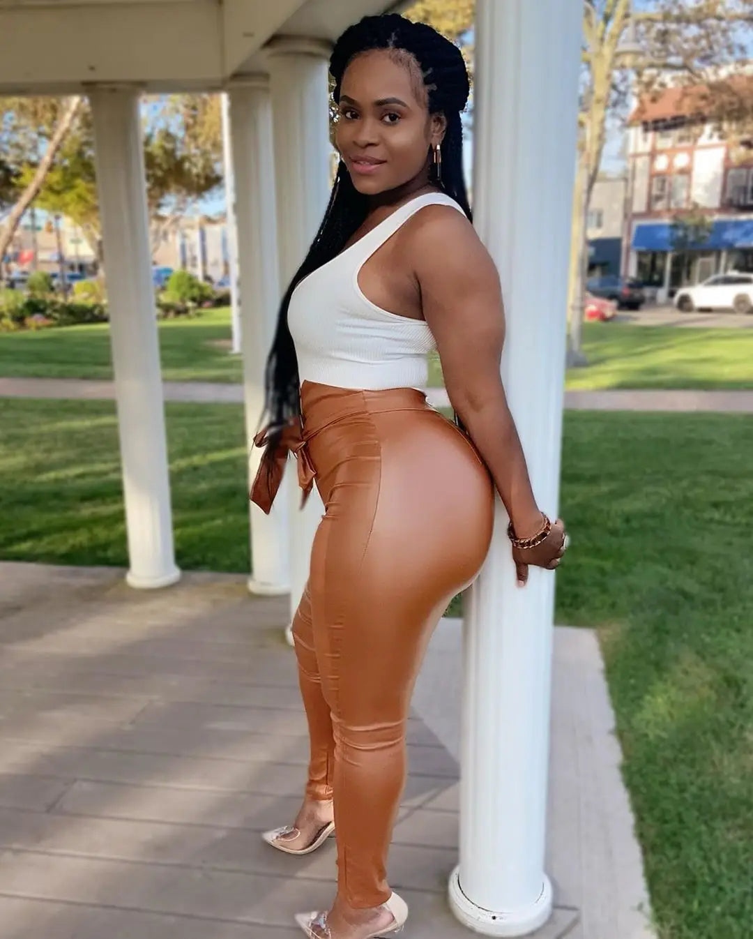 Leather High Waist Belt Long Bottom