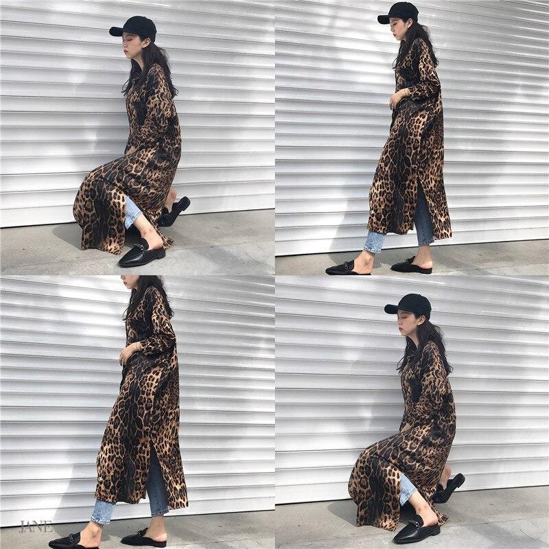 Leopard print shirt dress long sleeve causal loose split dress Fashion summer streetwear Button up korean dresses vestidso