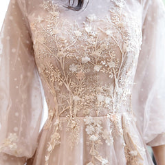 Long Sleeves Elegant O-neck Prom Dresses