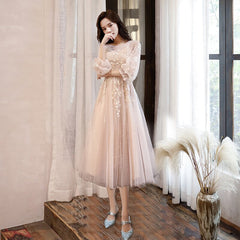 Long Sleeves Elegant O-neck Prom Dresses