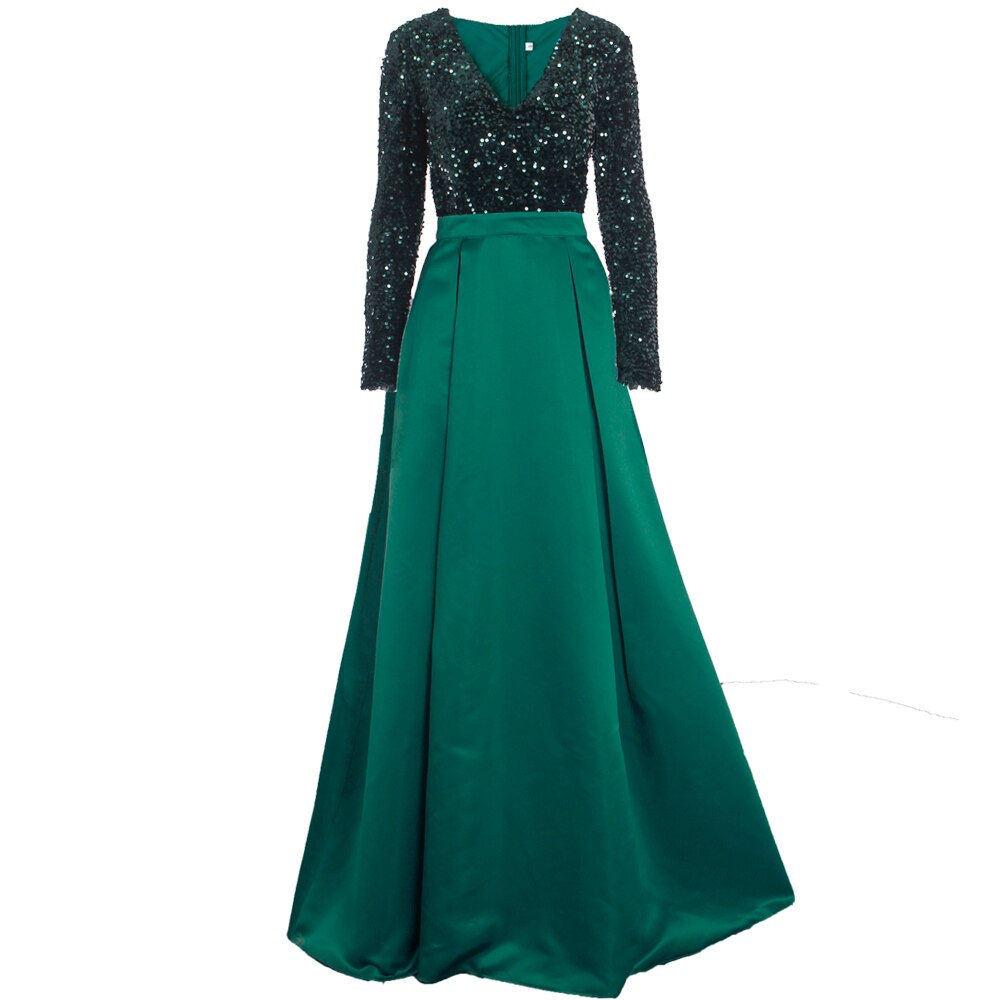 Lush Black Sequin Patchwork Maxi Prom Dress