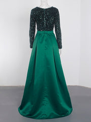 Lush Black Sequin Patchwork Maxi Prom Dress
