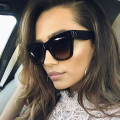 Rectangle Gradient Rivet Shades Fashion Eyewear Sunglasses