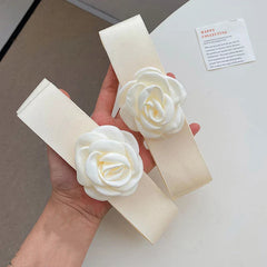 Oversized Bow Knot Fabric Rose Top Clip Hair Accessory for Christmas