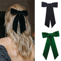Velvet Ribbon Top Clip - Christmas Hair Accessory for Women