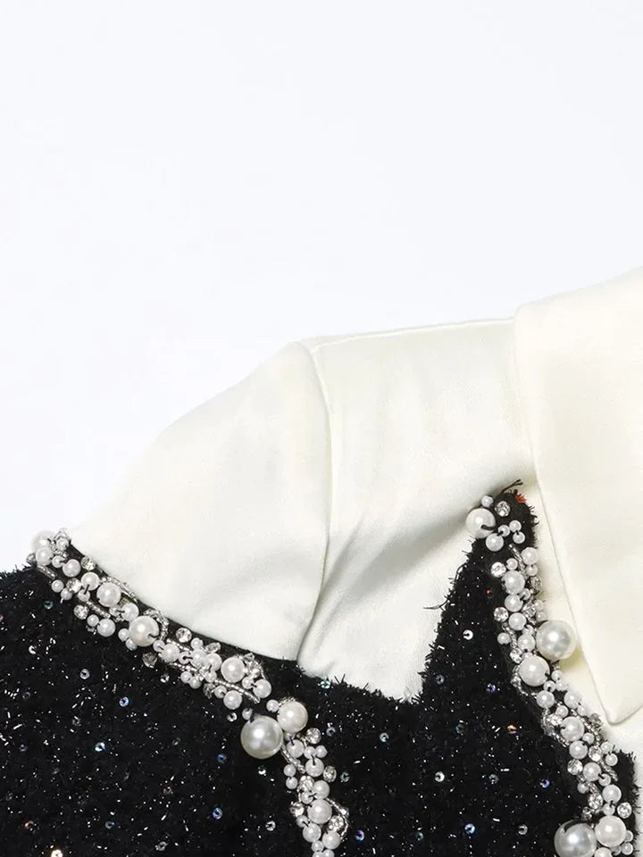 PEARL EMBELLISHED SEQUINS SUIT SKIRT