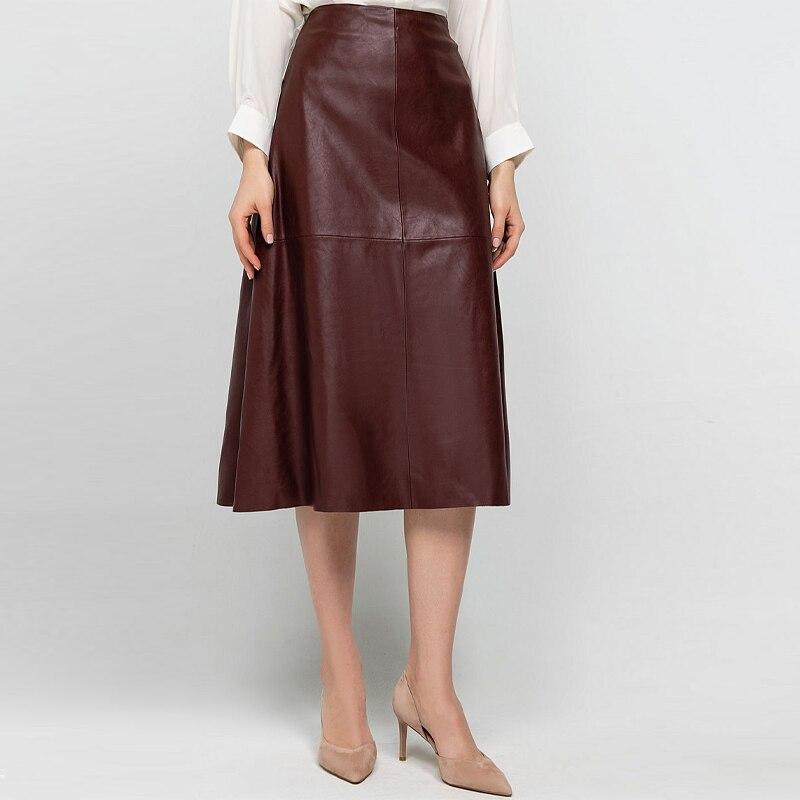 Casual High Waist A-line PU Leather Skirts