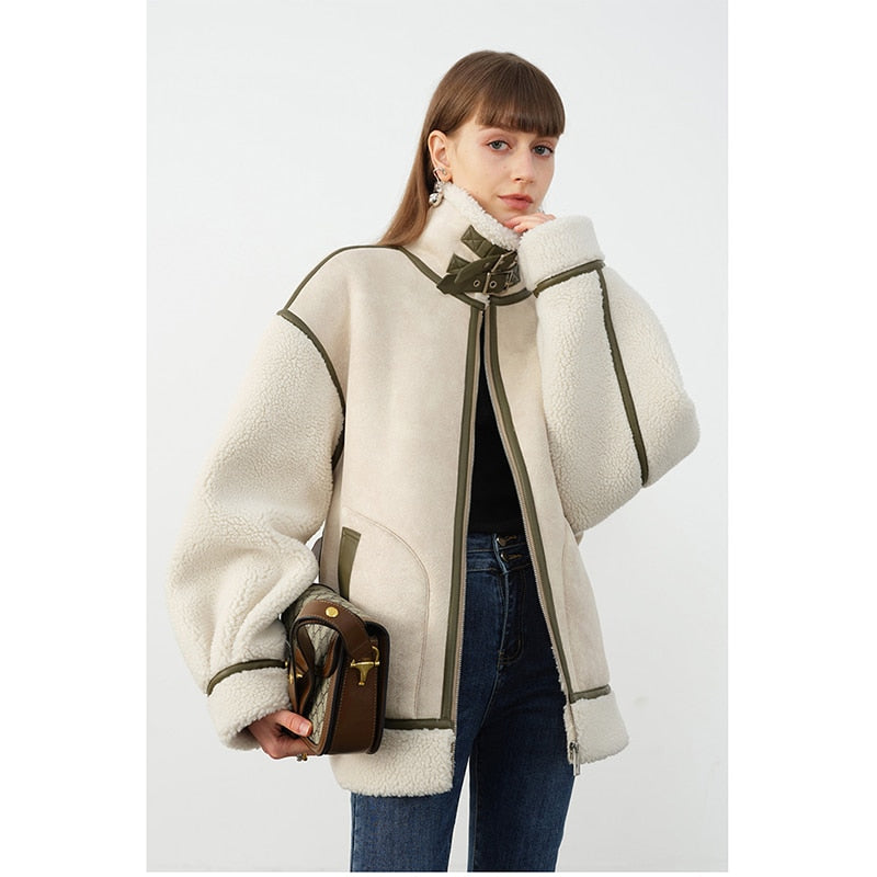 Warm Loose Leather Patchwork Jacket