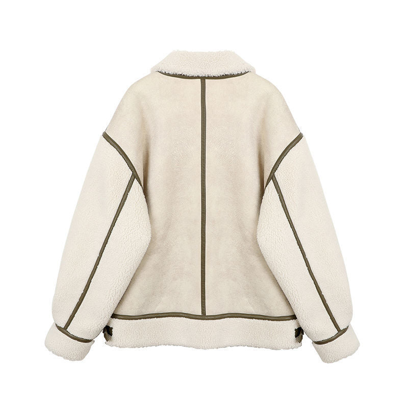 Warm Loose Leather Patchwork Jacket