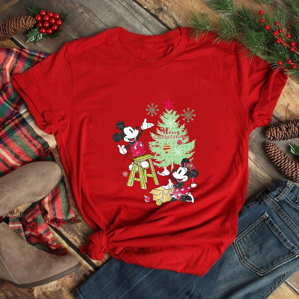 Mickey Freinds Christmas Party Printed T-shirts