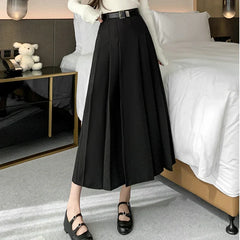 Midi Spring Summer High Waist A-line Pleated Korean Casual Long Suit Ladies Fashion Umbrella Skirt
