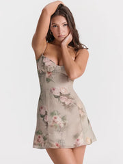 Spaghetti Strap Printed Party Mini Floral Dress
