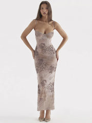 FashionSierra Floral Print Spaghetti Strap Lace-up Split Tank Floral Dress