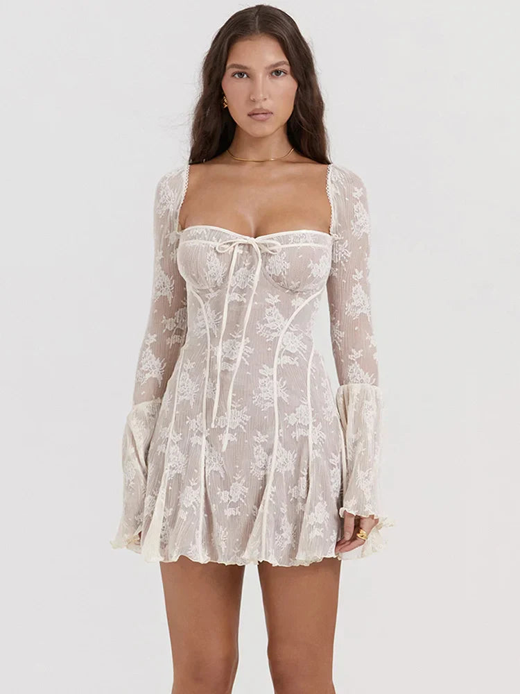 Square Collar Long Backless Loose Club Floral Dress