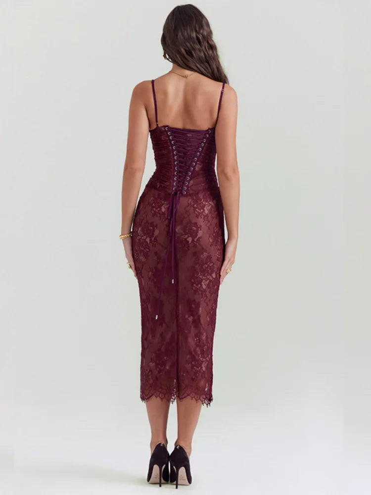 Sheer Mesh Long Sleeve Spaghetti Strap Bodycon Floral Dress