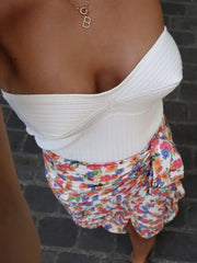 Strapless Basics Casual Short Knit Off-shoulder Sleeveless Backless Cami Top