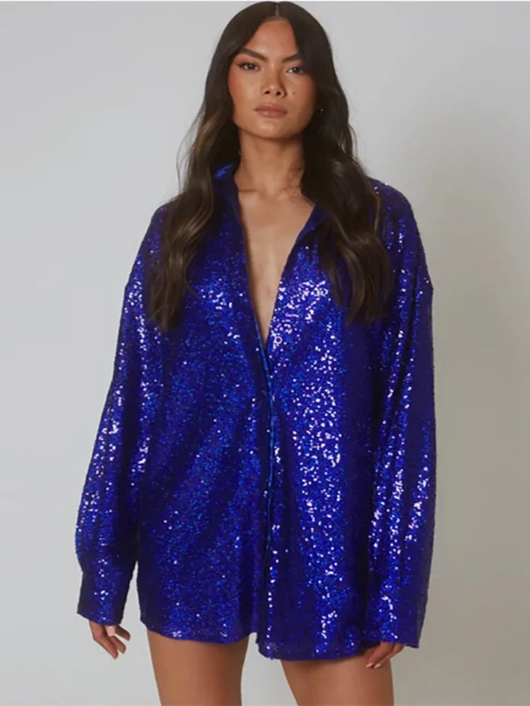 Turn-down Collar Silk Elegant Long Sleeve Loose Fashion Casual Streetwear Vestido Blouse