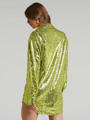 Turn-down Collar Silk Elegant Long Sleeve Loose Fashion Casual Streetwear Vestido Blouse