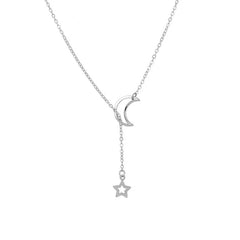 Fashion Moon Star Gold Alloy Charm Party Necklake
