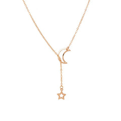 Fashion Moon Star Gold Alloy Charm Party Necklake