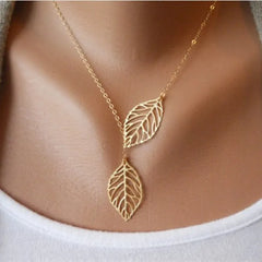 Punk Fashion Minimalist Two Leaves Clavicle Summer Beach Necklake