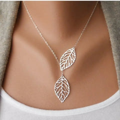 Punk Fashion Minimalist Two Leaves Clavicle Summer Beach Necklake