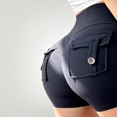 Feeling Fabric Pocket High-Waisted High Stretch Elastic Push Up Sports Short
