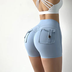 Feeling Fabric Pocket High-Waisted High Stretch Elastic Push Up Sports Short