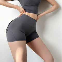 Feeling Fabric Pocket High-Waisted High Stretch Elastic Push Up Sports Short