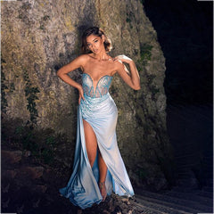 New Summer New Casual Light Purple Sequins Sexy Prom Dresses