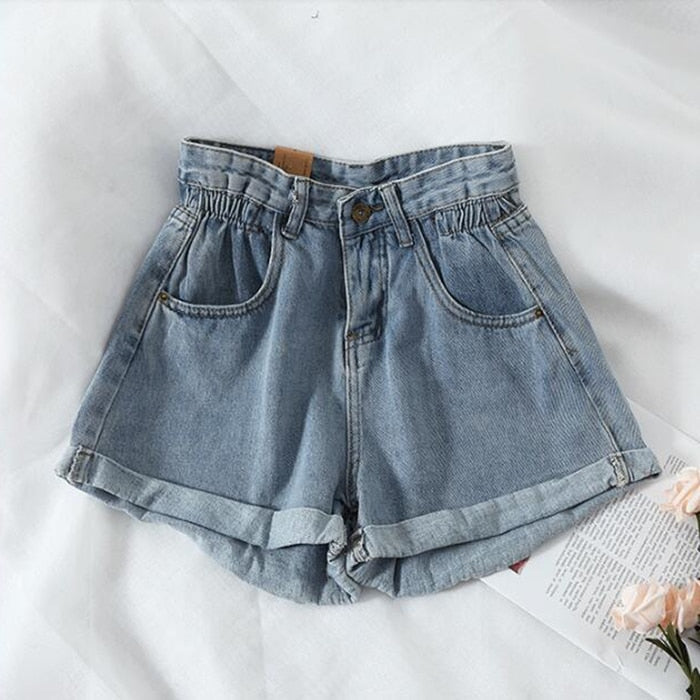 Casual Loose Ladies Fashion Elastic Waist Wide Leg Shorts