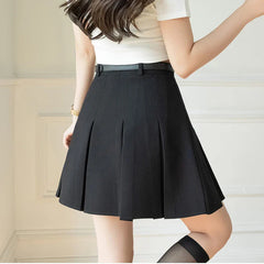 New Fashion Black Mini Pleated Spring Summer High Waist A-line Short Korean Woman Casual Skirt