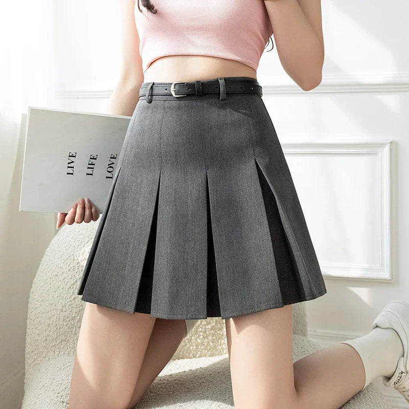 New Fashion Black Mini Pleated Spring Summer High Waist A-line Short Korean Woman Casual Skirt