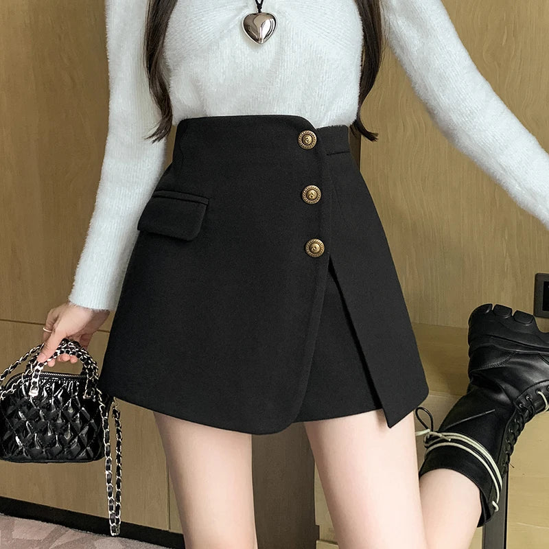 New Autumn Winter Woolen Korean Chic High Waist Shorts Shorts
