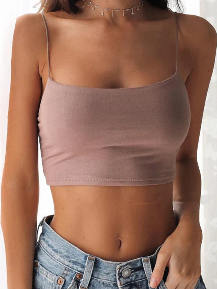New Fashion Solid Summer Casual Vest Sleeveless Crop Tops
