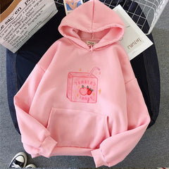Kawaii Peach Juice Casual Pink Hoodies