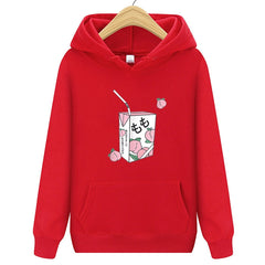 Kawaii Peach Juice Casual Pink Hoodies