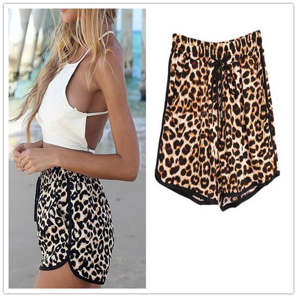 Shorts Leopard Lace Up High Waist Elastic Short Beach Casual Shorts Charming Ladies Short
