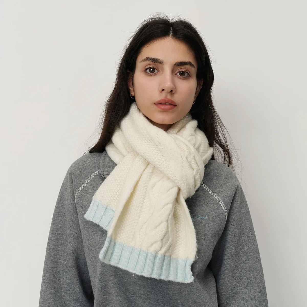 Winter Wool Blend Elegant Minimalist Two Color Splicing Scarf