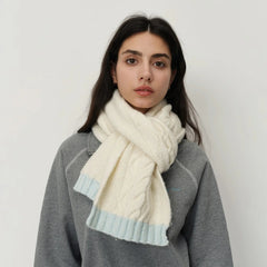 Winter Wool Blend Elegant Minimalist Two Color Splicing Scarf