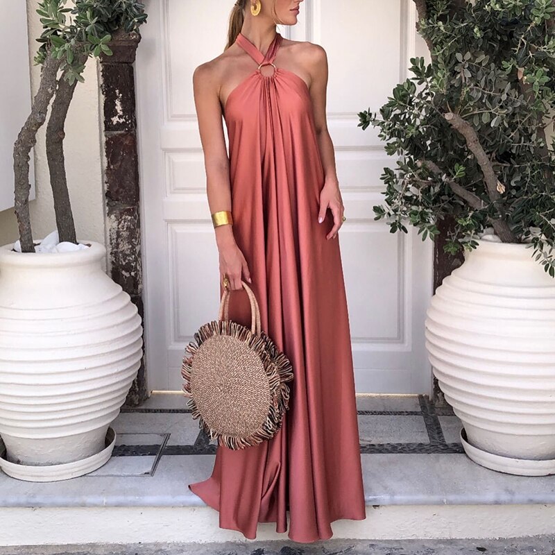 Off Shoulder Hollow Out Backless Maxi Dress