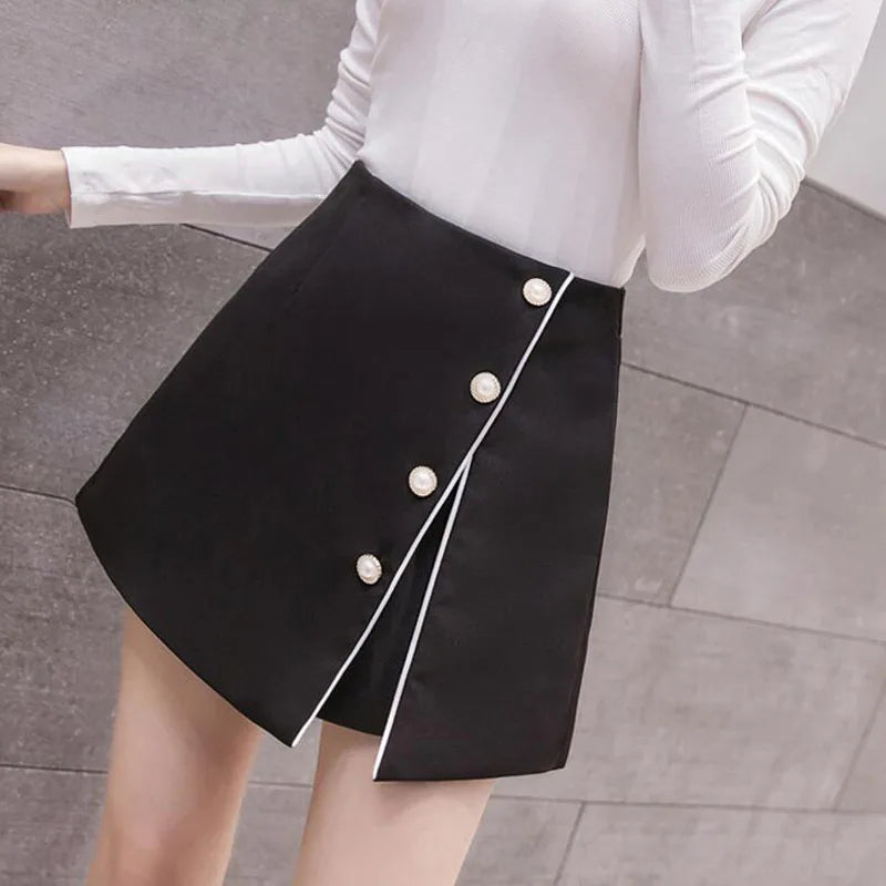 Waist Fashion Irregular Single Breasted Korean Spring Summer Shorts