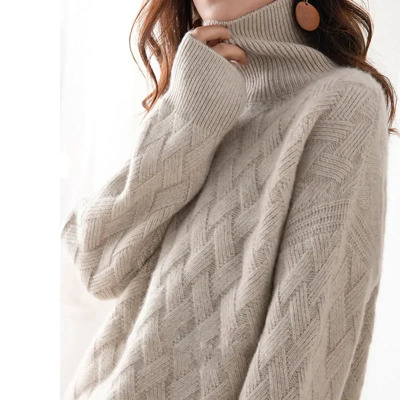 New Winter Casual Chic Cashmere Oversize Thick Pullover Female Long Sleeve Sweater