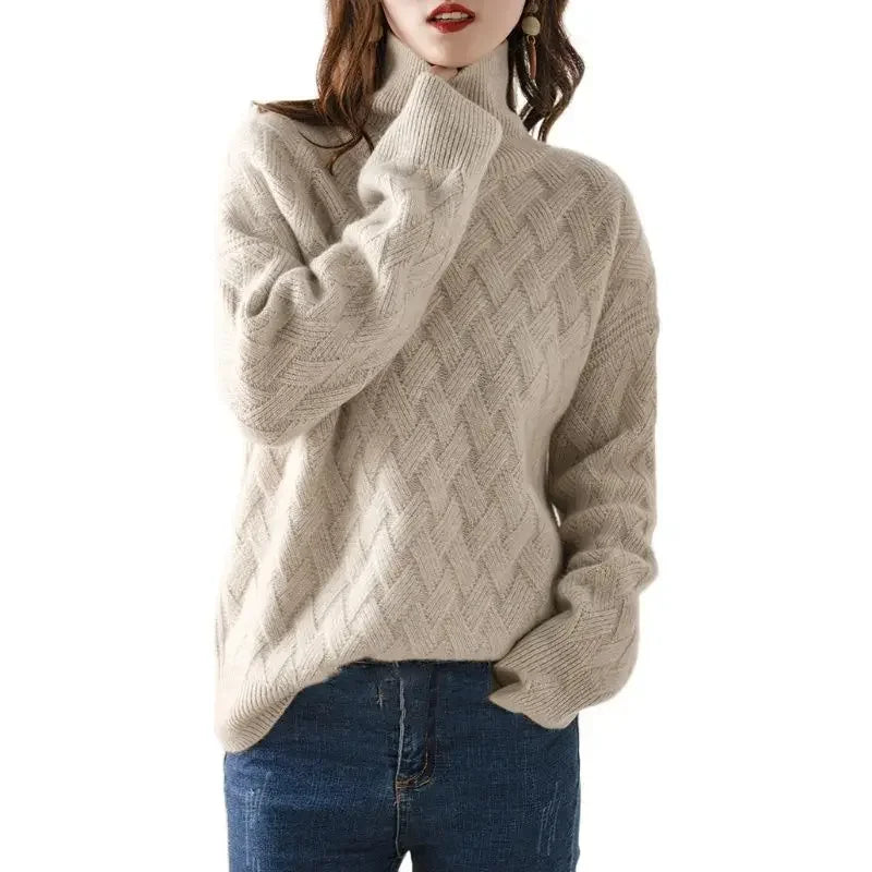 New Winter Casual Chic Cashmere Oversize Thick Pullover Female Long Sleeve Sweater