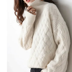 New Winter Casual Chic Cashmere Oversize Thick Pullover Female Long Sleeve Sweater