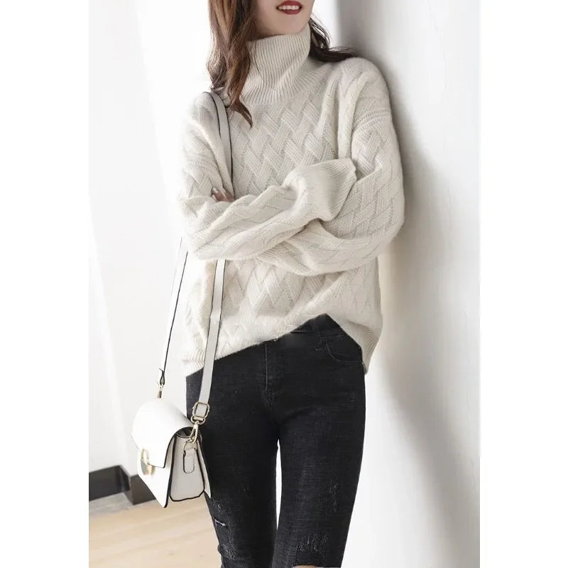 New Winter Casual Chic Cashmere Oversize Thick Pullover Female Long Sleeve Sweater