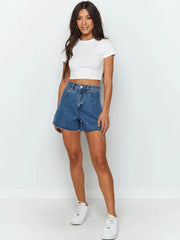 O Neck Knit White Summer Casual Basic Streetwear Short Sleeve Crop Tops